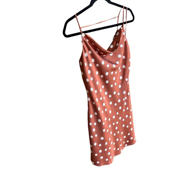 Abercrombie & Fitch Mini Dress Women's Small Red Satin Cowl Neck Polka Dot - Picture 5 of 8
